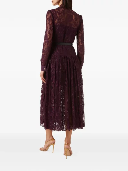 Rochie midi Self-portrait cu funde din dantelă violet