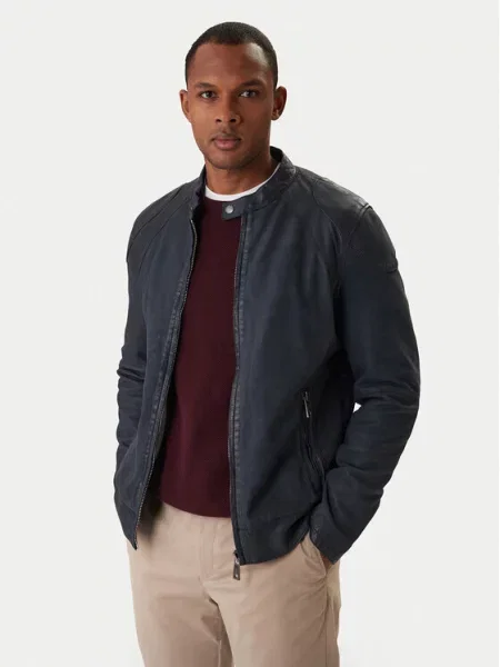 Milestone Usnjena jakna Nevio Mornarsko modra