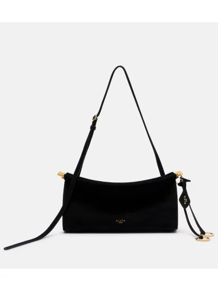 Geantă Alaïa din piele de căprioară negru