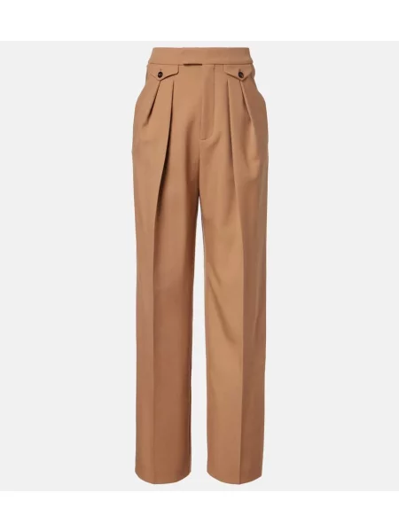 Pantaloni Chloé cu talie înaltă de lână maro