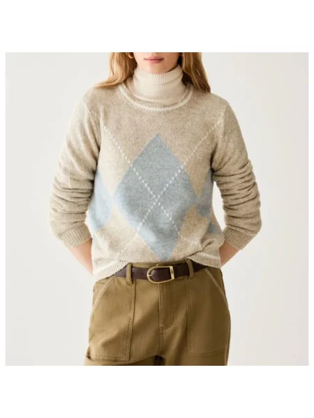 Sweter Pennyblack z wzorem argyle beżowy