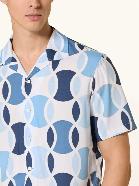 Olymp Resortová Košile Casual Regular Fit / tmavě modrá / modrá bílá