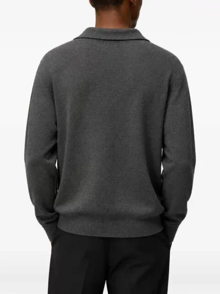 Lung tricou polo Retori de lână gri