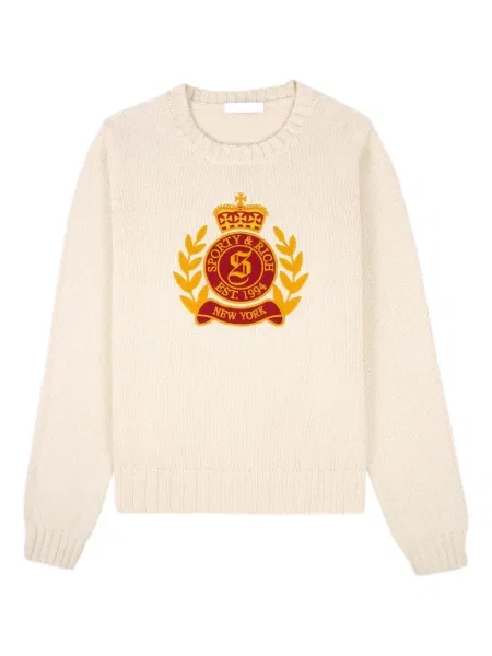 Pulover Sporty & Rich cu broderie de lână