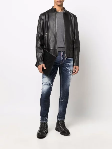 Kurtka skórzana Dsquared2 czarna