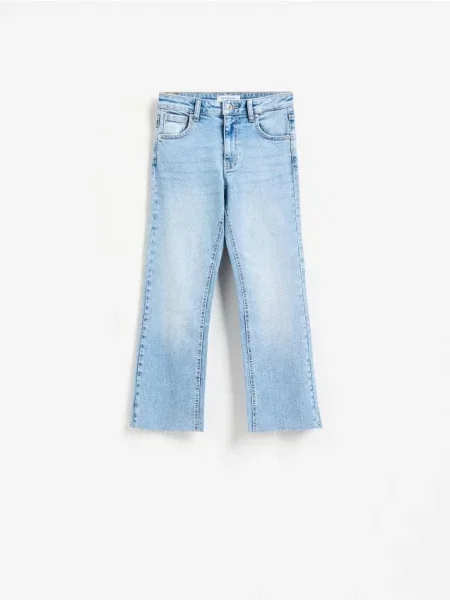 Reserved Blugi flare cropped albastru
