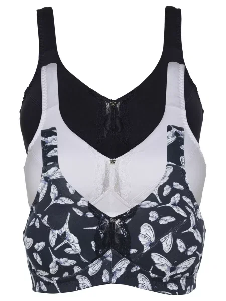 Bonprix Sutien albastru marin / albastru noapte alb