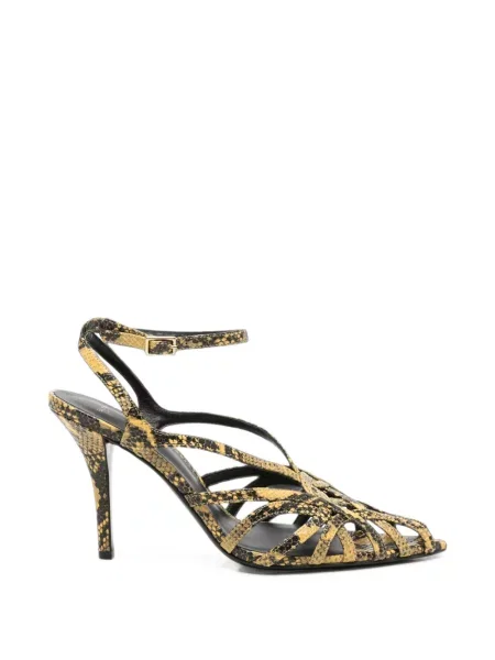 Sandale Balmain cu model piele de șarpe galben