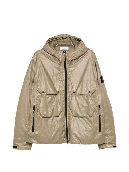 Geacă Stone Island cu glugă cu strasuri verde