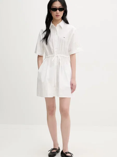 Tommy Jeans rochie tip cămașă din bej