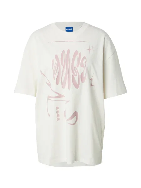 HUGO Tricou roz pal alb