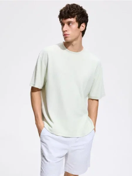 Reserved Tricou cu croială lejeră din structurat verde-pal verde