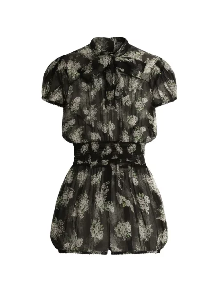 Salopetă Dolce & Gabbana din șifon cu model floral cu imagine negru