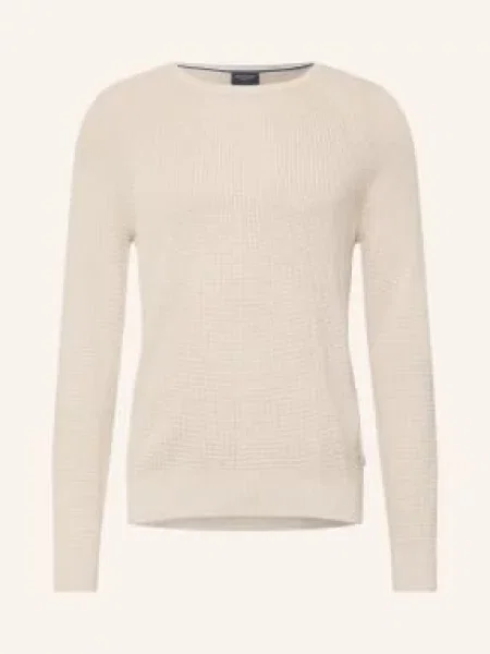 Olymp Sweter Z Czystej Wełny Level Five Dopasowany Krój Dla Ciała beige beżowy