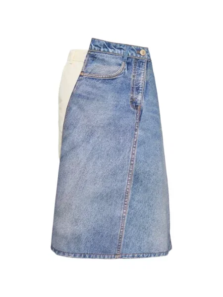 Fustă midi Pushbutton până la genunchi albastru