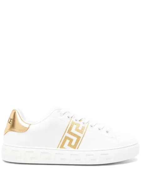 Sneakerși Versace cu broderie din piele alb