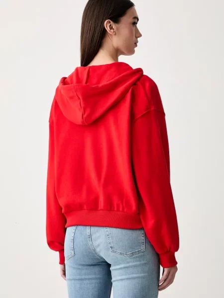 Tommy Hilfiger bluza rozpinana z kapturem czerwona