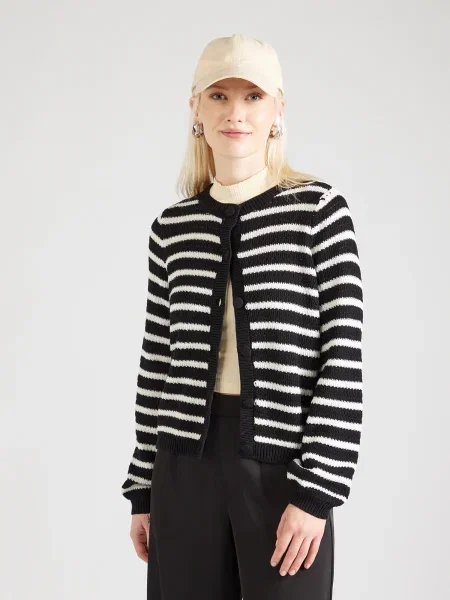 VERO MODA Geacă tricotată VMGORGEOUS negru alb