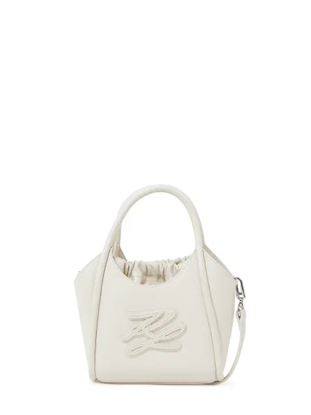 Karl Lagerfeld Vrečasta torba MINI K/AUTOGRAPH bela