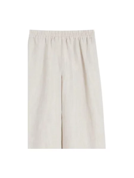 Lniane spodnie Weekend Max Mara beżowe