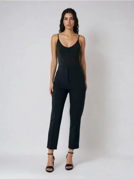 Брюки cigarette slim fit з високою талією чорний