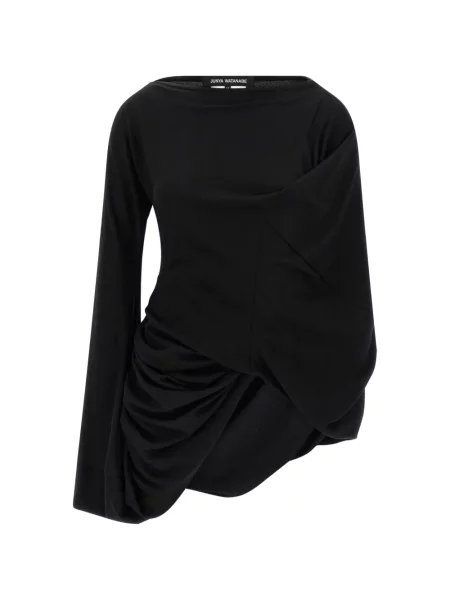 Top Junya Watanabe asimetric drapat negru