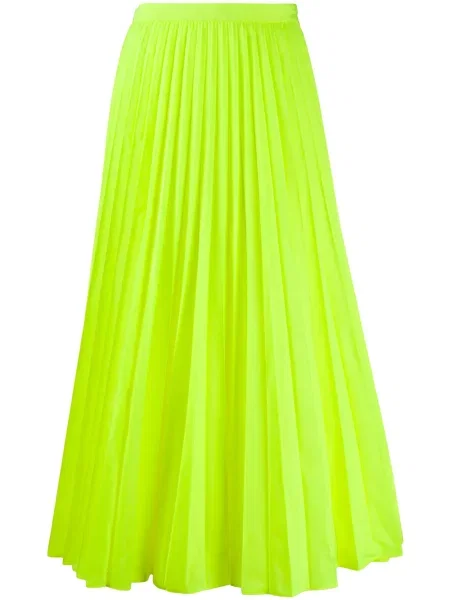 Fusta plisata Valentino Garavani plisată până la genunchi verde