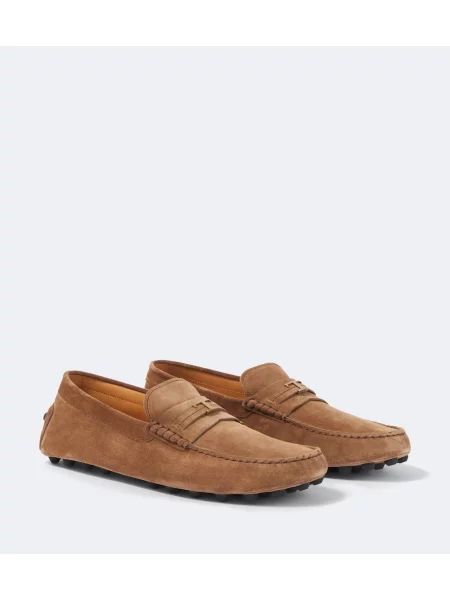 Pantofi loafer Tod's din piele de căprioară maro