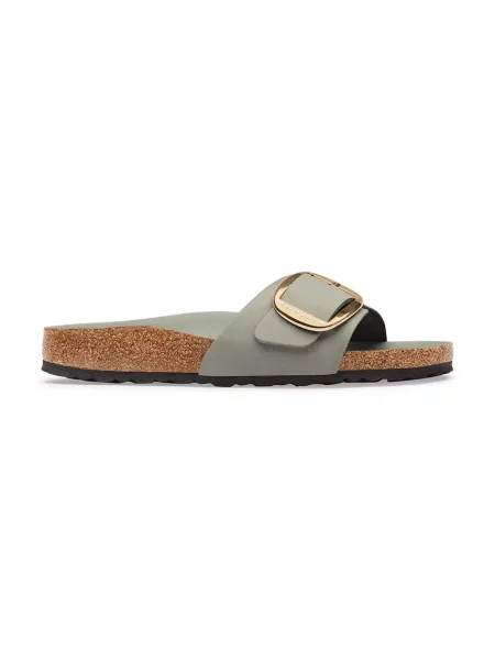 Papuci Birkenstock din piele cu cataramă verde