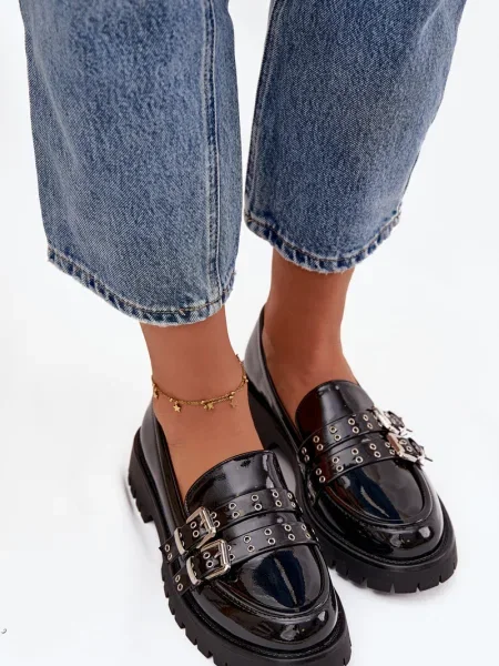 Kožené lakované mokasíny Boto černé