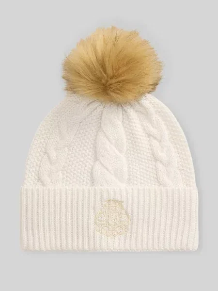 Lauren Ralph Lauren czapka z pomponem z wełną biała