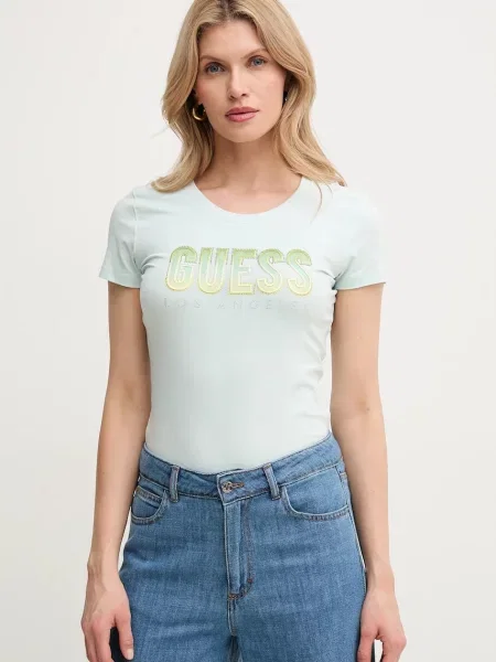 Тениска Guess DEGRADE тюркоазено