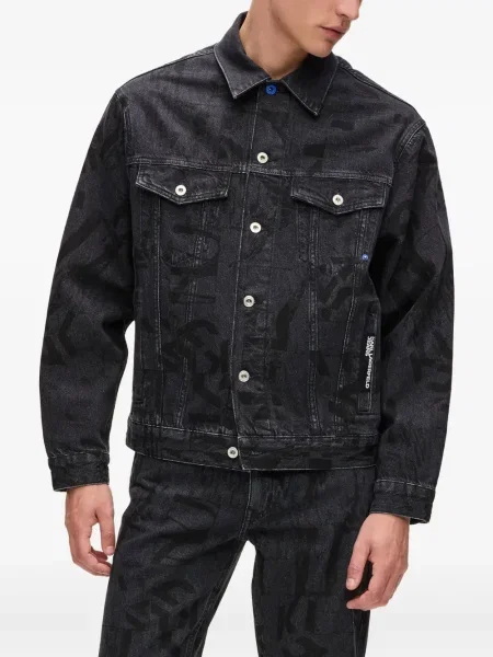 Geacă de blugi Karl Lagerfeld Jeans cu imagine negru