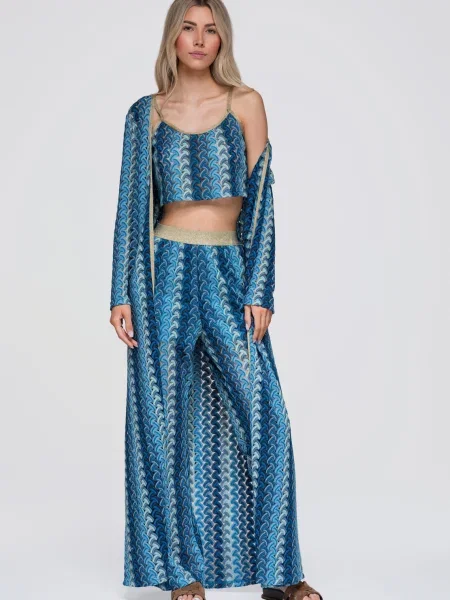 Lung cardigan Ombre albastru