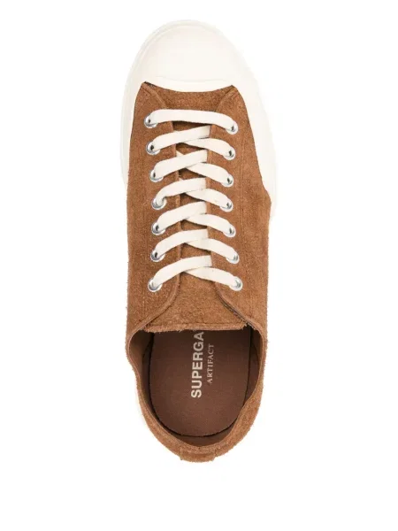 Sneakerși Superga din piele de căprioară maro