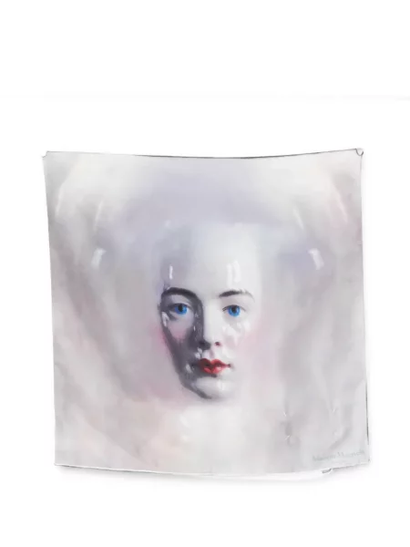 Fular Maison Margiela cu imagine alb