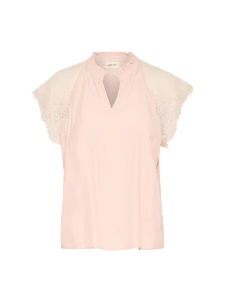 Bluzka Cream z koronkowym rękawem beżowa