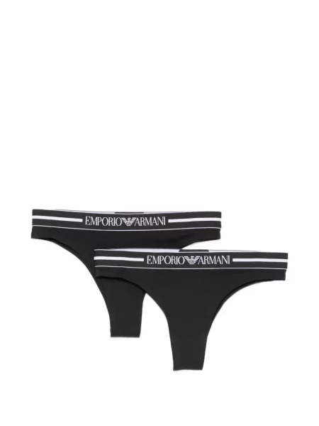 Chiloți tanga Emporio Armani cu autograf negru