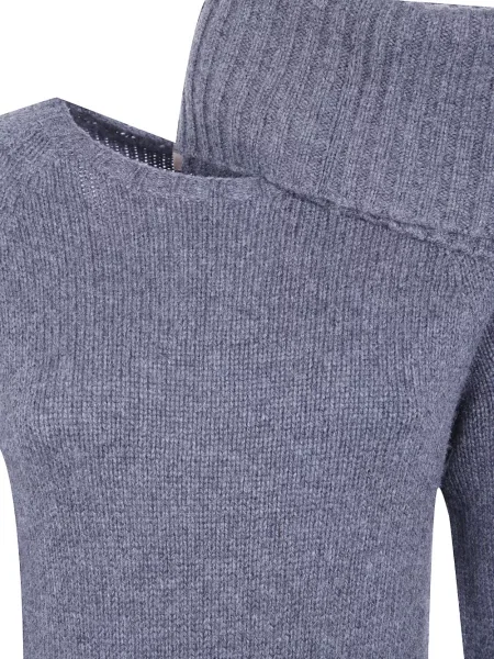 Cu centură rochie midi Twinset tricotate gri