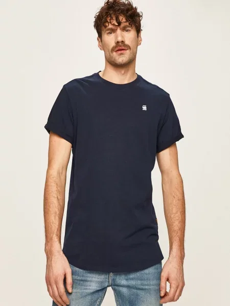 Тениска G-Star Raw с изчистен дизайн тъмносиньо