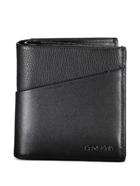 Bőr pénztárca Calvin Klein autogrammal fekete