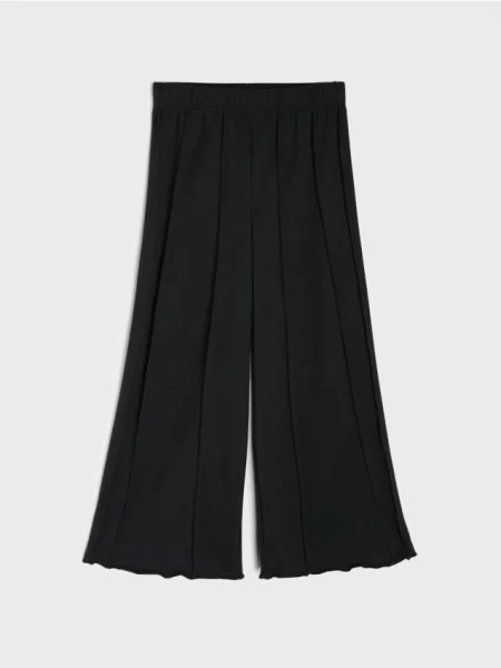 Sinsay Zateplené kalhoty wide leg černá