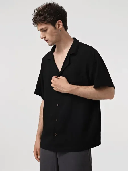 Сорочка IJ ij-sorochkaKR-linen-black-man льон/віскоза чорний