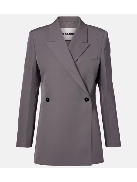 Sacou Jil Sander de lână cu două rânduri de nasturi gri