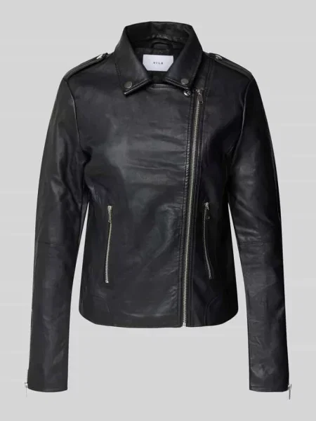 Kurtka w stylu Biker z imitacji skóry model ‘Cara’ Vila czarna
