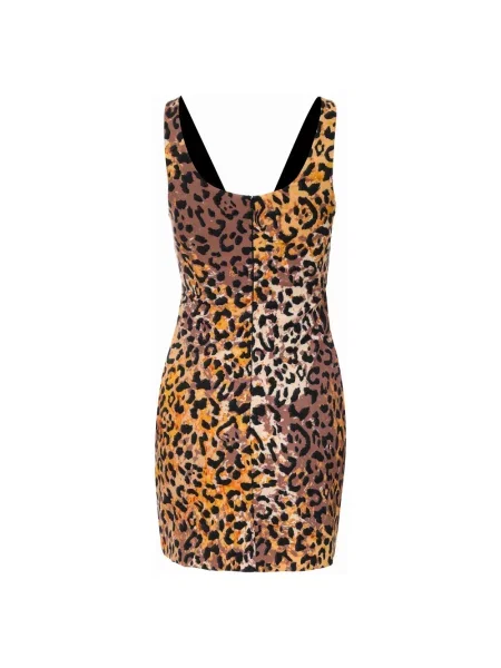 Sukienka mini Just Cavalli w panterkę brązowa