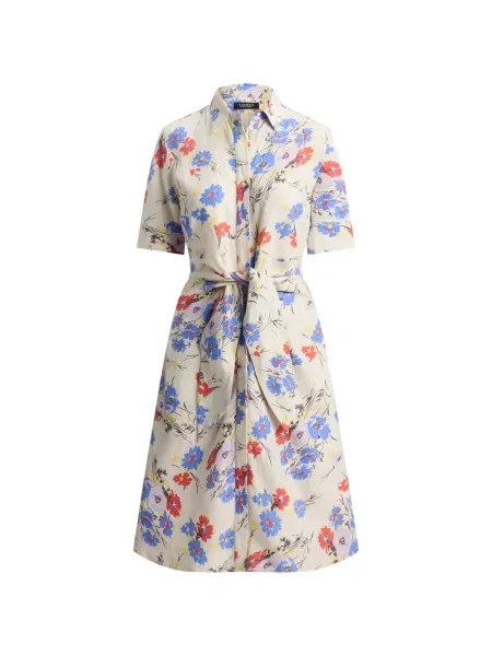 Rochie tip cămașă Lauren Ralph Lauren cu model floral cu imagine cu legături
