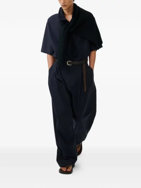 Pantaloni Studio Nicholson plisate albastru