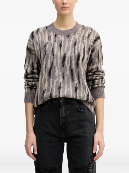 Pulover Sisley cu imprimeu abstract gri