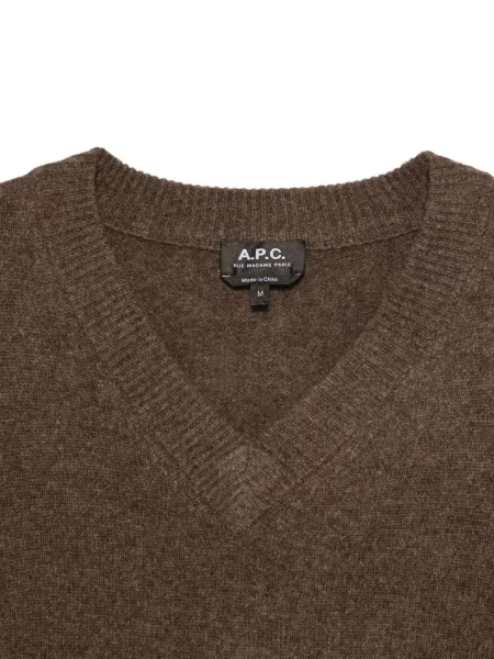 Pulover A.p.c. cu decolteu în V maro